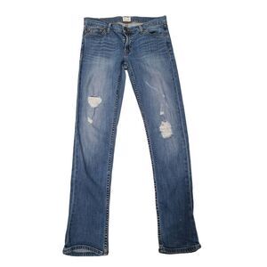 Hudson Straight Jeans Womens 27 Blue Denim Mid Rise Distressed 5-Pockets Casual